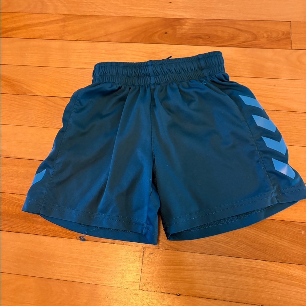 Hummel Blue Athletic Shorts with Chevron Design
